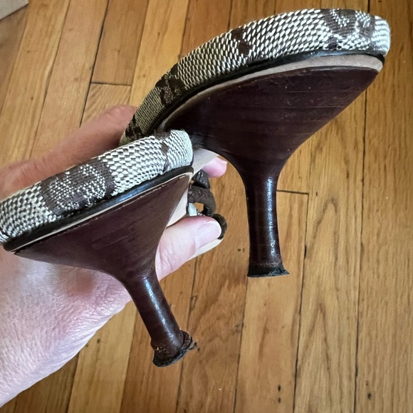 GUCCI GG CANVAS SANDAL HEELS - Picture 11 of 14